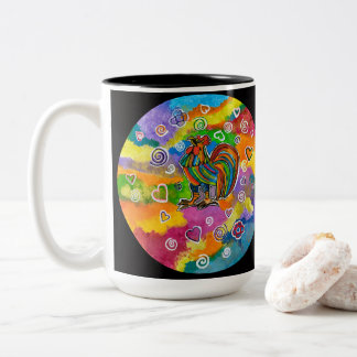 Rooster in love coffee mug