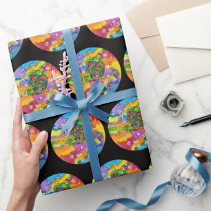 Rooster in love wrapping paper