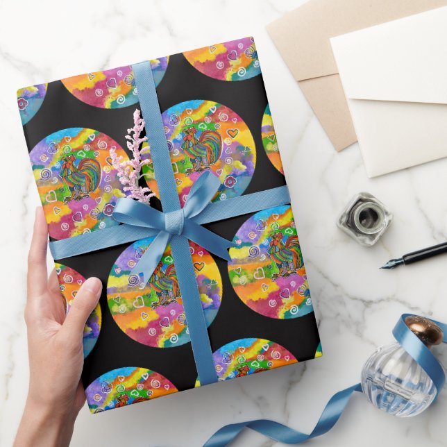 Rooster in love wrapping paper (Gifting)