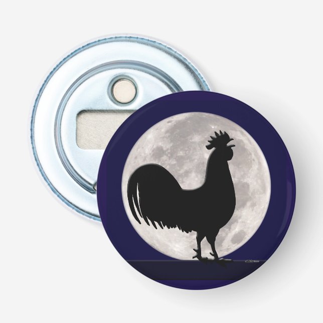 Rooster in the Moonlight Bottle Opener (Front)