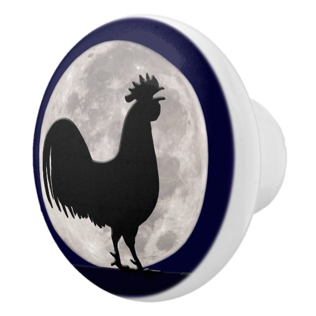 Rooster in the Moonlight Ceramic Knob (Right)