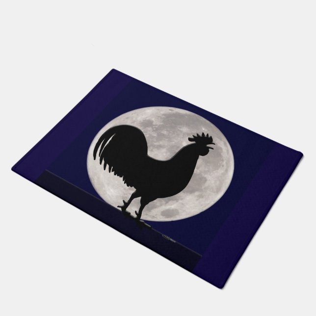 Rooster in the Moonlight Doormat (Angled)
