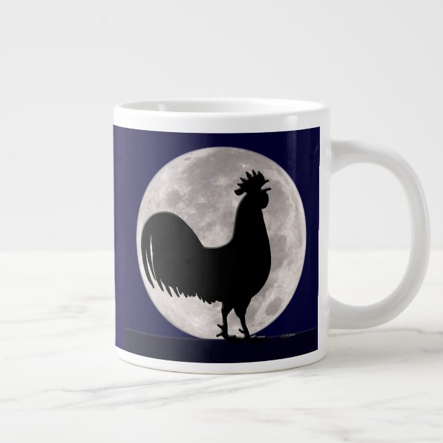 Rooster in the Moonlight Large Coffee Mug (Right)