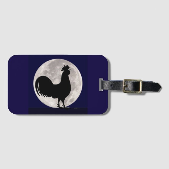 Rooster in the Moonlight Luggage Tag (Front Horizontal)