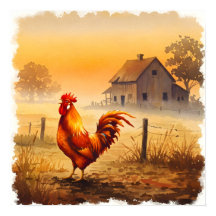 Rooster in The Morning Light Farmhouse 