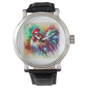 Rooster in Watercolor Art 170724AREF138 - Watercol Watch