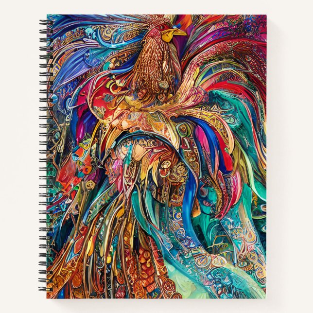 Rooster - Kaleidoscope of Colours  Notebook (Front)