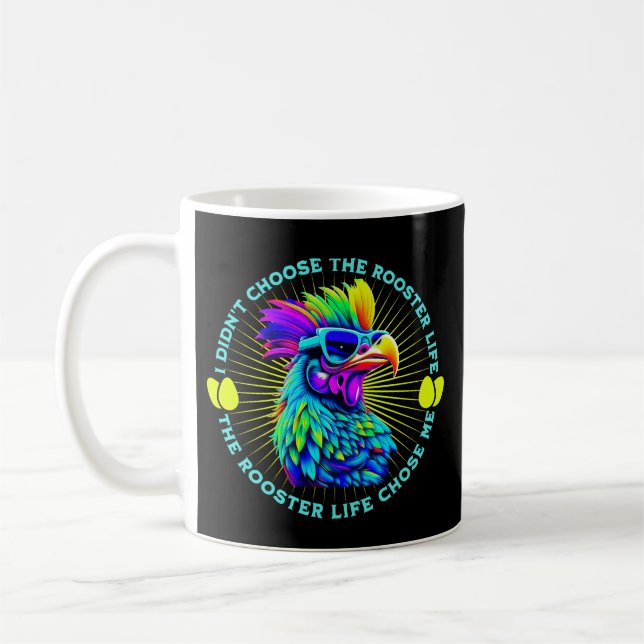 Rooster Life Funny Retro Rooster Chicken Quote Coffee Mug (Left)