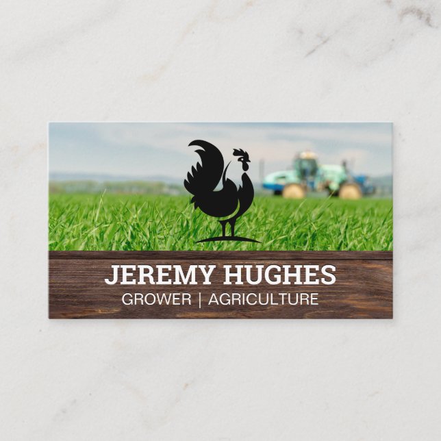 Rooster Logo | Tractor and Farmland Business Card (Front)