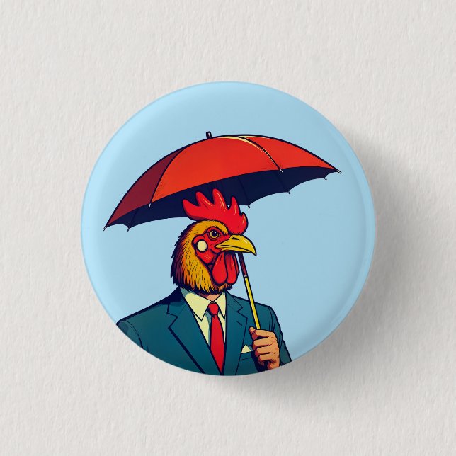 Rooster man 3 cm round badge (Front)