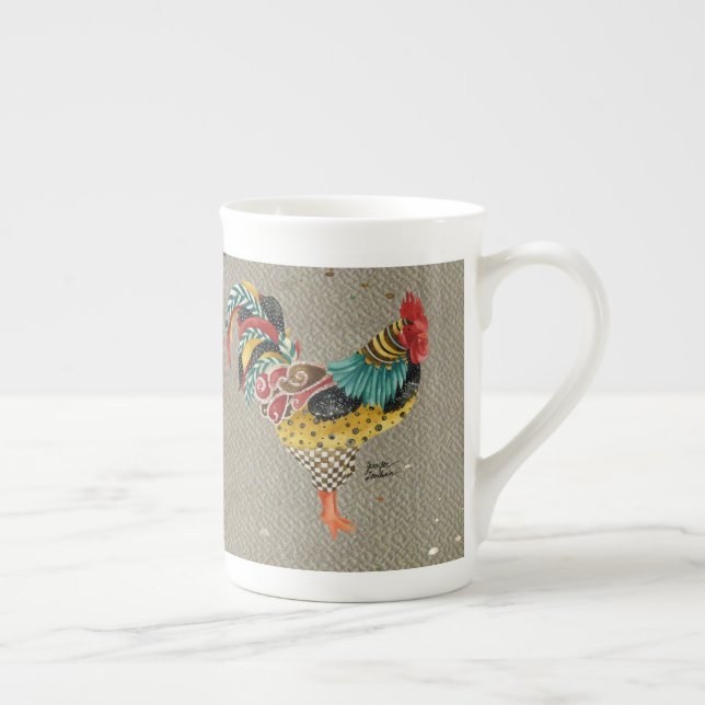 Rooster Mardi Bone China Mug (Right)