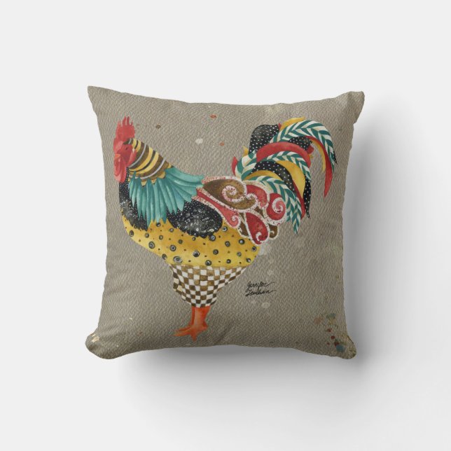 Rooster Mardi Pillow (Front)