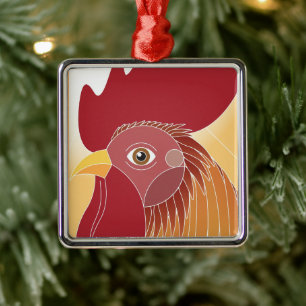 Rooster Metal Ornament