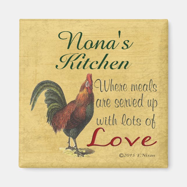Rooster Nona's Kitchen Refrigerator Magnet (Front)