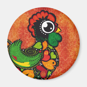 Rooster of Barcelos - Vintage Background Magnet