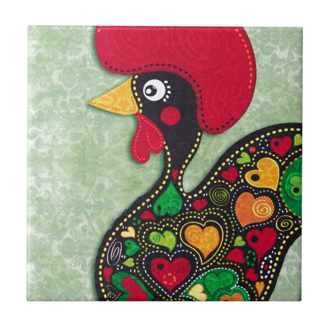 Rooster of Portugal Ceramic Tile (Front)