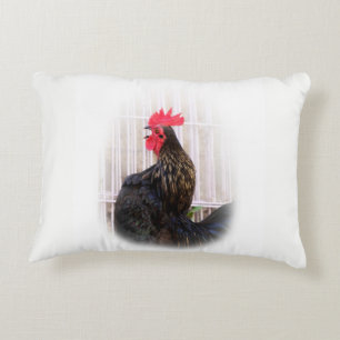 Rooster on Back, Hen and Babies on Front Decorative Cushion