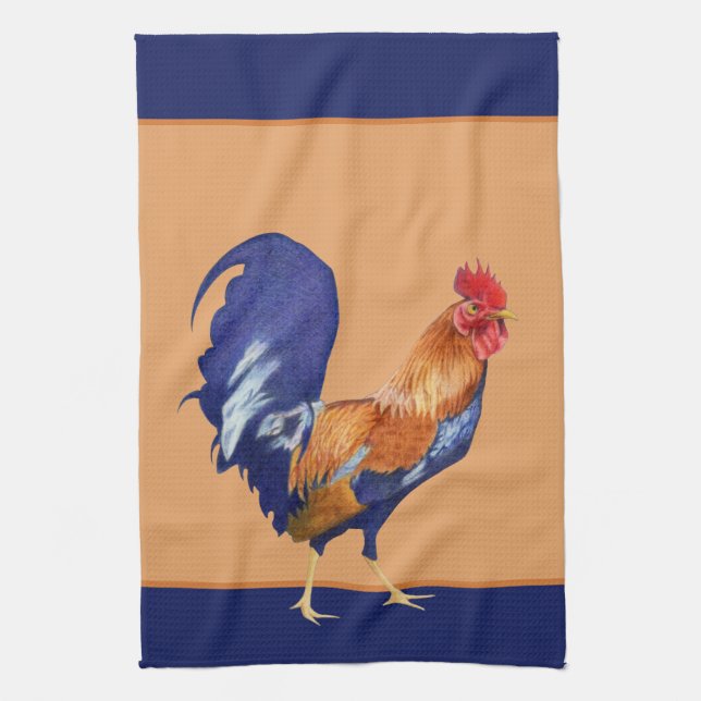Rooster orange Kitchen Towel (Vertical)