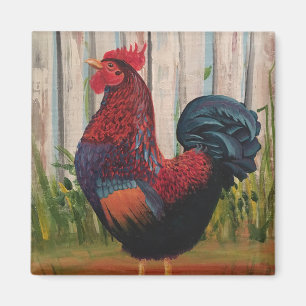 Rooster Painting Art Magnet