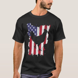Rooster Patriotic Chicken 4th Of July USA Flag T-Shirt