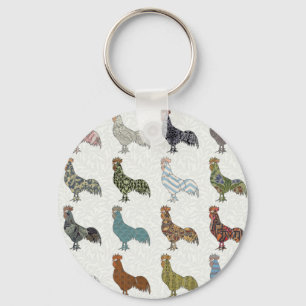 Rooster pattern country key ring