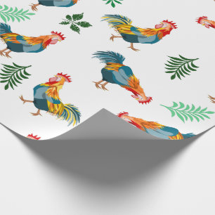 Rooster pattern wrapping paper
