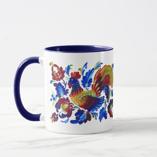 Rooster Petrykivka Ukrainian art Mug (Left)