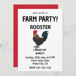 Rooster Petting Zoo I Wake Up Early Funny Rooster Invitation