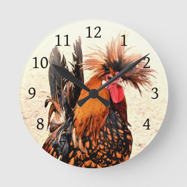 Rooster photo 136 round clock (Front)