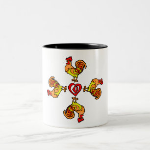 Rooster Pinwheel Two-Tone Coffee Mug