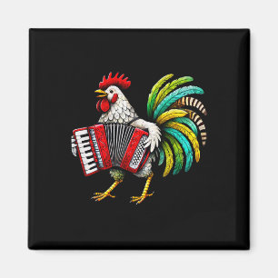 Rooster Playing Accordion Cute Chicken Accordionis Magnet