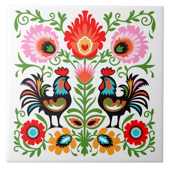 Rooster Polish Folk Tile (Front)