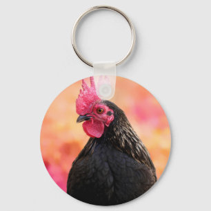 Rooster Portrait Key Ring