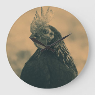Rooster Portrait Large Clock