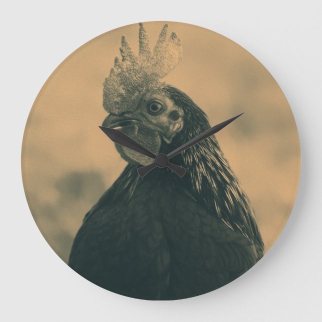 Rooster Portrait Large Clock (Front)