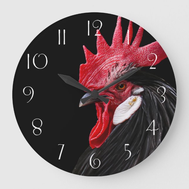 Rooster portrait large clock (Front)