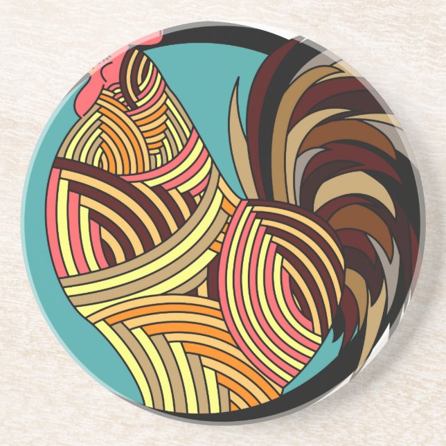 rooster poultry animal farm coaster (Front)