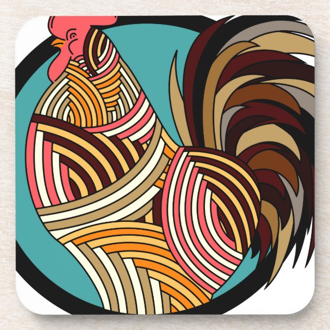 rooster poultry animal farm coaster (Front)
