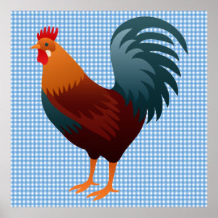 ROOSTER REALISTIC CARTOON POSTER