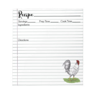 Rooster Recipe Notepad
