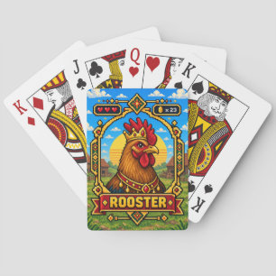 Rooster Retro 8-Bit Pixel Art Playing Cards