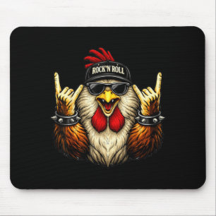 Rooster Rock On Music Heavy Metal Funny Men Women Mouse Pad