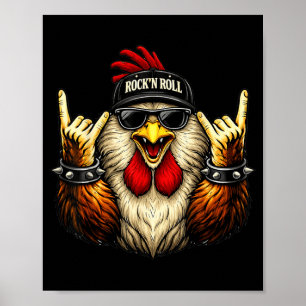 Rooster Rock On Music Heavy Metal Funny Men Women Poster