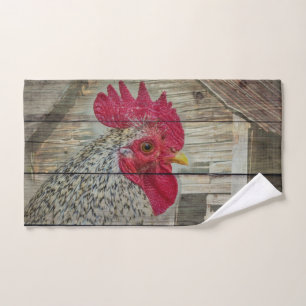 Rooster Rustic Chicken Coop Barn Board Bath Towel Set