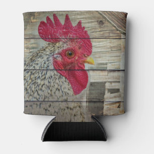 Rooster Rustic Chicken Coop Barn Board Can Cooler
