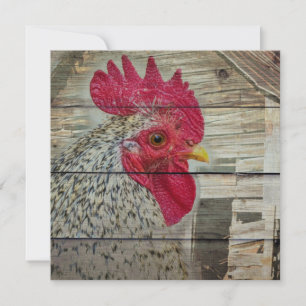 Rooster Rustic Chicken Coop Barn Board Card