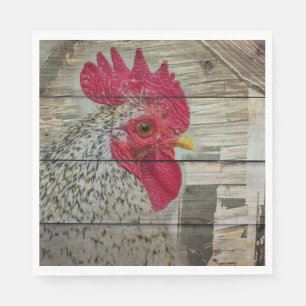 Rooster Rustic Chicken Coop Barn Board Napkin