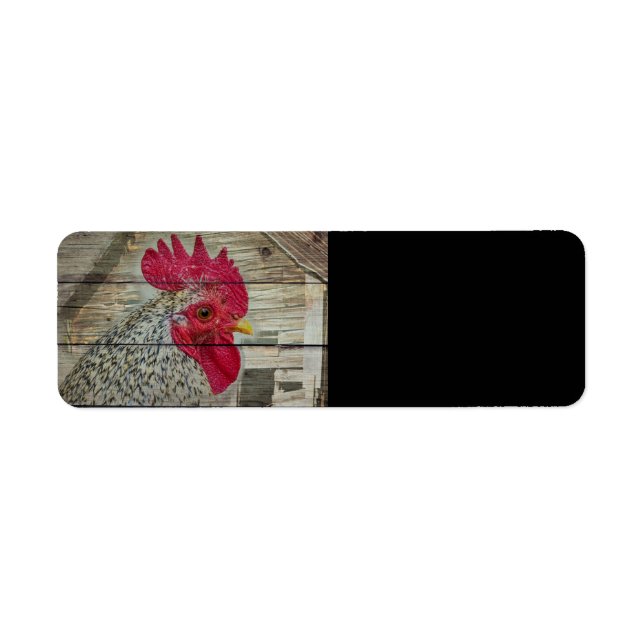 Rooster Rustic Chicken Coop Barn Board Return Address Label (Front)