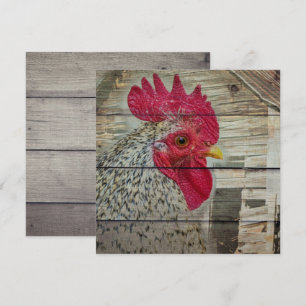 Rooster Rustic Chicken Coop Barn Board Thank You Card