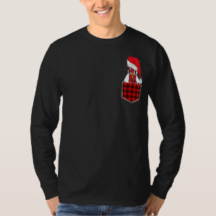 Rooster Santa Christmas Pajama Chicken In Pocket X T-Shirt
